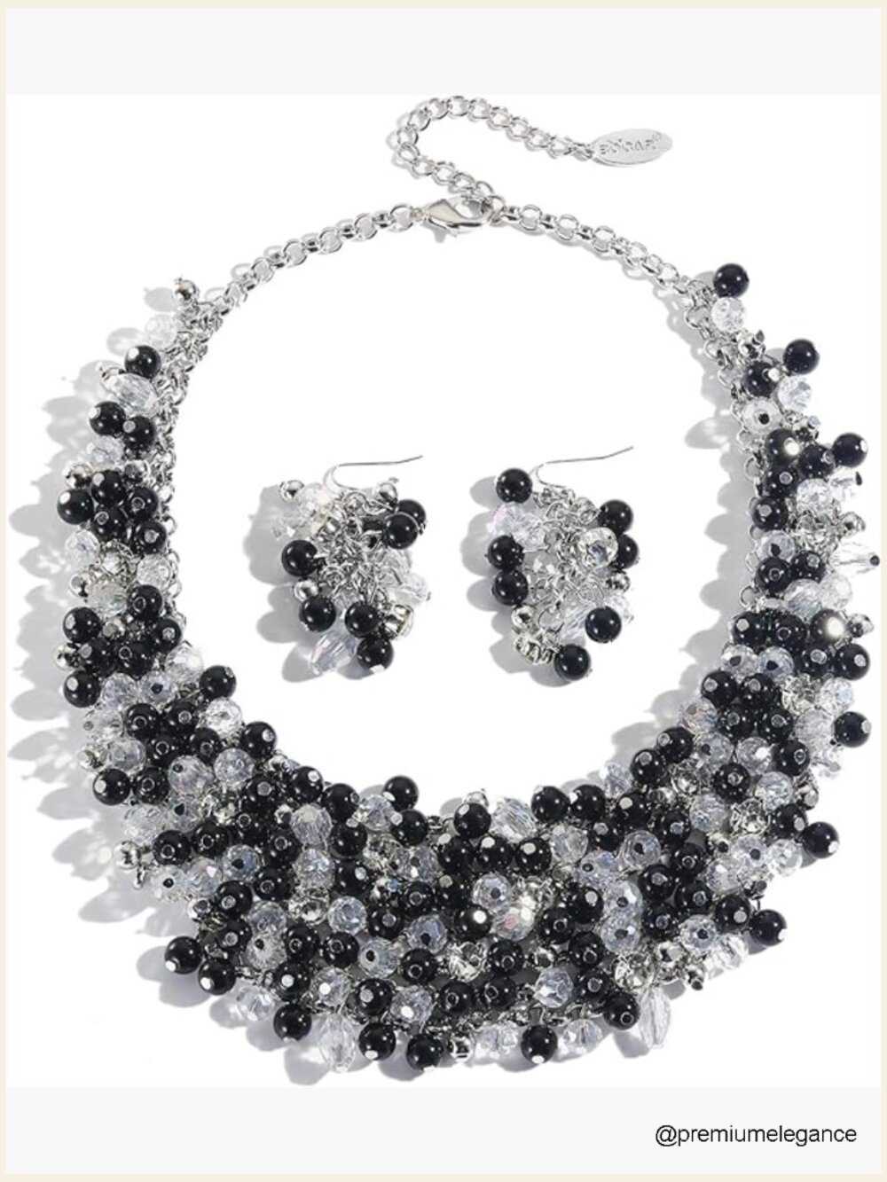 Chunky Crystal Collar Necklace Earring Set Gift